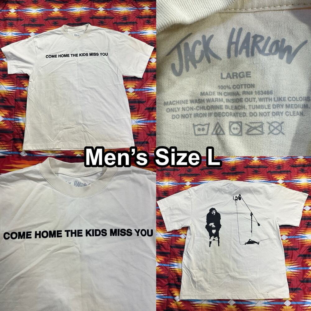 Jack Harlow Shirt Men’s Sz Large Cream T-Shirt Come Home The Kids Miss You Album
